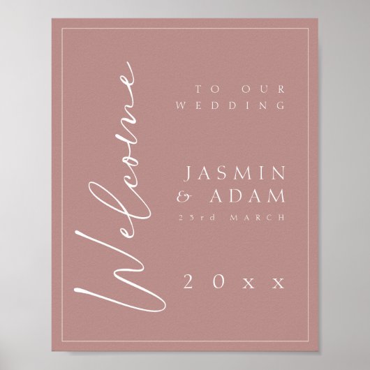 Minimaal Dusty Pink Script Weddenschap Welkomsttek Poster (Voorkant)