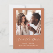 Minimaal één fotoscript terracotta magnetische uitnodiging (Voorkant)