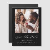 Minimaal één zwart fotoscript magnetische uitnodiging (Voorkant / Achterkant)