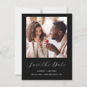 Minimaal één zwart fotoscript magnetische uitnodiging (Voorkant)