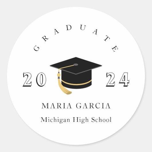 Minimaal Eenvoudig Afstuderen Classic Ronde Sticke Ronde Sticker (Voorkant)