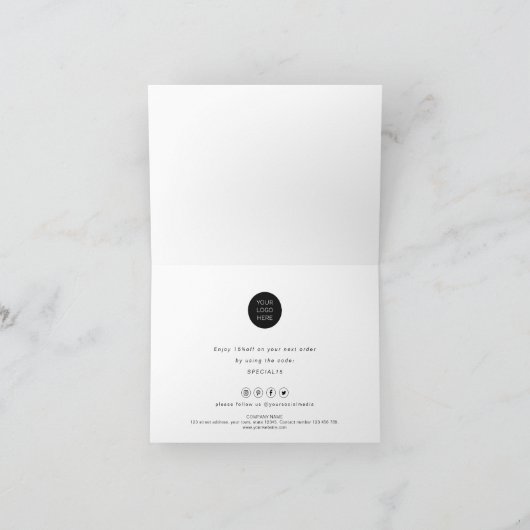 Minimaal-eenvoudig - Bedrijfs Dank u Kaart-Gevouwe Bedankkaart (Binnen)