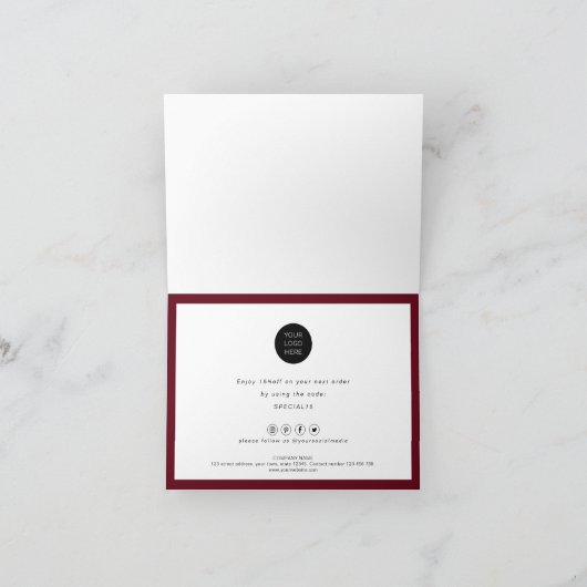 Minimaal-eenvoudig - Bedrijfs Dank u Kaart-Gevouwe Bedankkaart (Binnen)