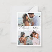 Minimaal eenvoudig dank u 4 foto's collage bruilof notitiekaartje (Voorkant)