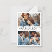 Minimaal eenvoudig dank u 4 foto's collage bruilof notitiekaartje (Voorkant)