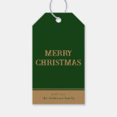 Minimaal Eenvoudig Groen Goud Vrolijk Kerstmis Cadeaulabel (Voorkant)