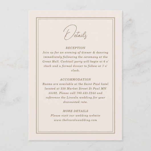 Minimaal eenvoudig  Lijst Informatiekaartje (Voorkant)