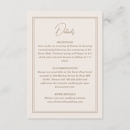 Minimaal eenvoudig  Lijst Informatiekaartje (Voorkant)