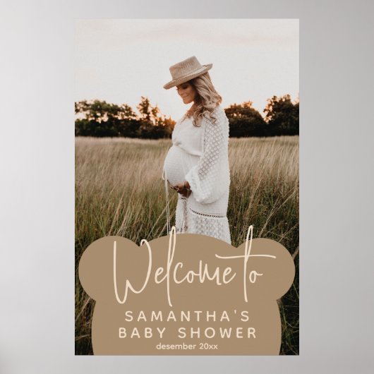 Minimaal eenvoudig modern Baby shower Foto welkom Poster (Voorkant)