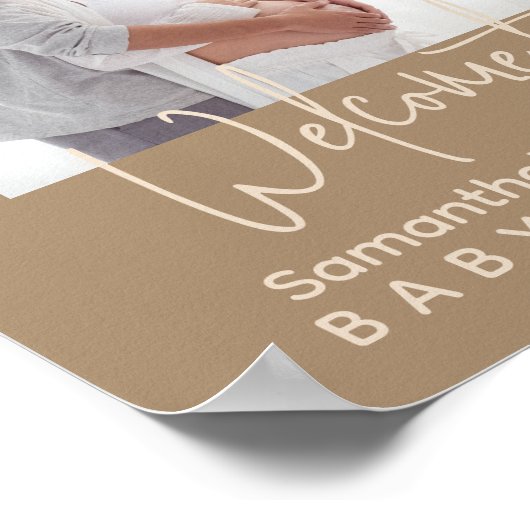 Minimaal eenvoudig modern Baby shower Foto welkom Poster (Hoek)