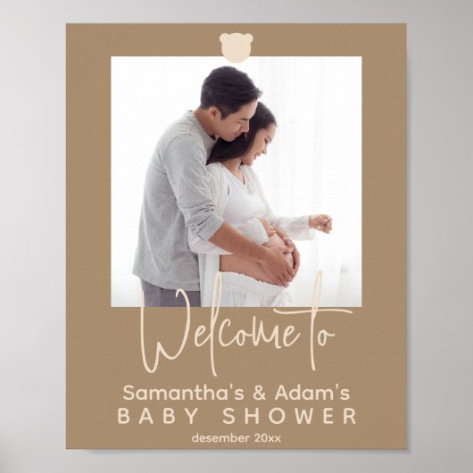 Minimaal eenvoudig modern Baby shower Foto welkom Poster (Voorkant)