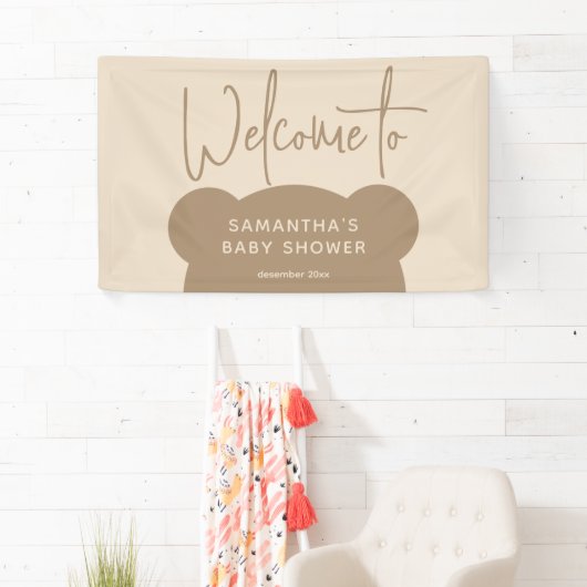 Minimaal eenvoudig modern Baby shower welkom Spandoek (Insitu)