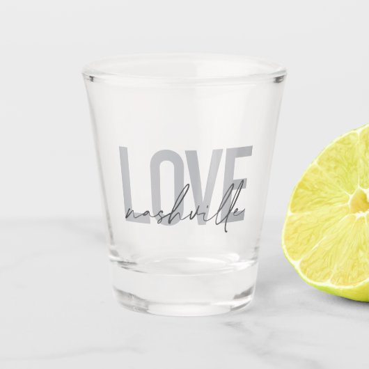 Minimaal, eenvoudig, modern design Love Nashville Shot Glas (Voorkant)