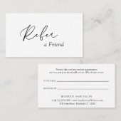 Minimaal eenvoudig modern elegant aanbevelingskaartje (Voorkant / Achterkant)