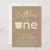 Minimaal eenvoudig modern klein beer 1ste verjaard kaart (Voorkant)