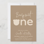 Minimaal eenvoudig modern klein beer 1ste verjaard kaart (Voorkant)