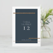 Minimaal eenvoudig modern marine gouden tafelnumme kaart (Staand voorkant)