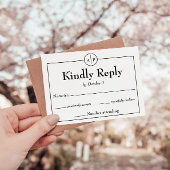 Minimaal Eenvoudig Monogram Initiaal Bruiloft RSVP