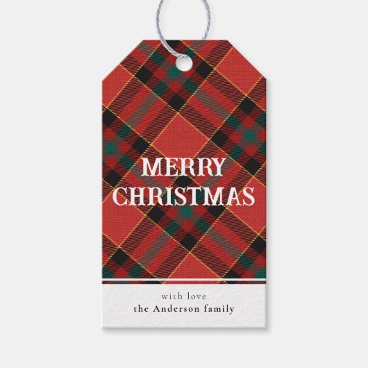 Minimaal Eenvoudig Rood en Groen Geplaagd Vrolijk  Cadeaulabel (Voorkant)