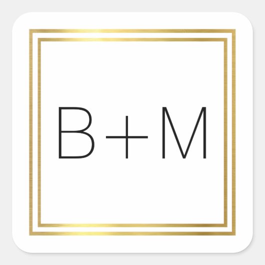 minimaal eenvoudig , schoon en helder monogram op vierkante sticker (Voorkant)