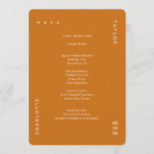 Minimaal eenvoudig verbrand Oranje-bruiloft menu (Voorkant)