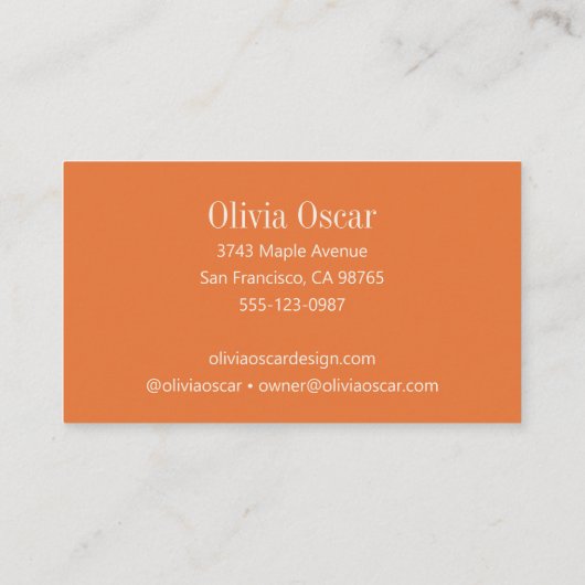 Minimaal Eenvoudig Verbrand Sinaasappel Modern Pro Visitekaartje (Achterkant)