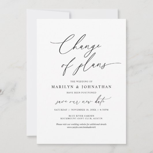 Minimaal Eenvoudig, Wijziging van plannen, trouwen Kaart (Voorkant)