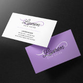 Minimaal Eenvoudig Wit Paarse HairSalon Haarstylis Visitekaartje
