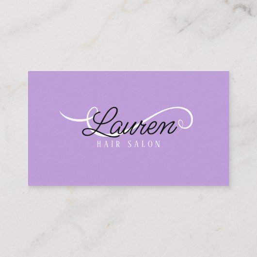 Minimaal Eenvoudig Wit Paarse HairSalon Haarstylis Visitekaartje (Achterkant)