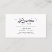 Minimaal Eenvoudig Wit Paarse HairSalon Haarstylis Visitekaartje (Voorkant)