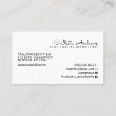 Minimaal Eenvoudig Wit Zwart Rand Script Logo Visitekaartje (Achterkant)