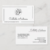 Minimaal Eenvoudig Wit Zwart Rand Script Logo Visitekaartje (Voorkant / Achterkant)