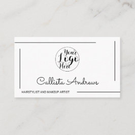 Minimaal Eenvoudig Wit Zwart Rand Script Logo Visitekaartje