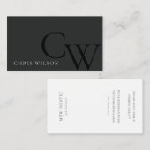 Minimaal eenvoudig zwart-wit monogram Initiaal Visitekaartje (Voorkant / Achterkant)