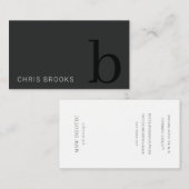 Minimaal eenvoudig zwart-wit monogram Initiaal Visitekaartje (Voorkant / Achterkant)