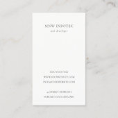 Minimaal eenvoudig zwart-wit monogram Initiaal Visitekaartje (Achterkant)