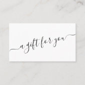 Minimaal Eenvoudig Zwart Wit Script Cadeaubon Visitekaartje (Voorkant)