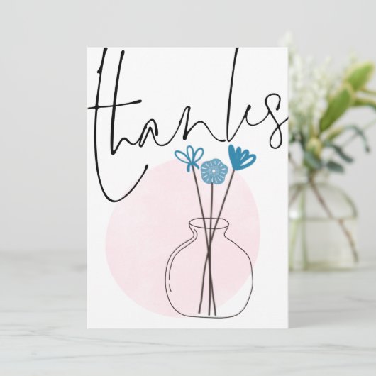 Minimaal eigenzinnige bloemenvaas script Bedankt (Staand voorkant)