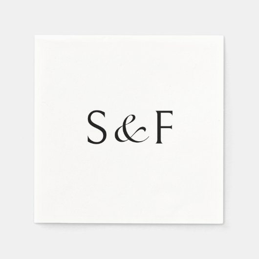 Minimaal Elegaant Monogram Schrift Bruiloft Servet (Voorkant)
