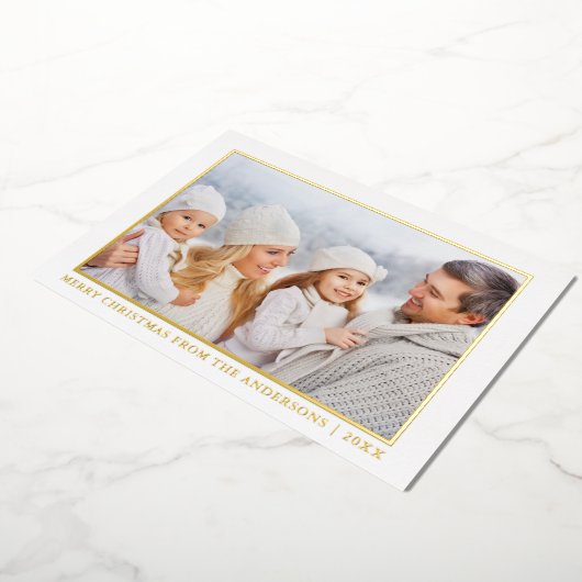 Minimaal Elegance Merry-kerstfoto Gold Folie Feestdagenkaart (Gedraaid)