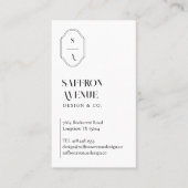 Minimaal Elegant Aangepast Monogram Wapen Zwart Wi Visitekaartje (Voorkant)