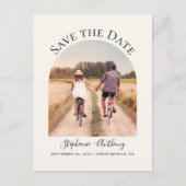 Minimaal Elegant Arch Lijst Fotocrème Aankondigingskaart (Voorkant)