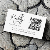 Minimaal Elegant B&W Script QR code Trouwen RSVP Informatiekaartje