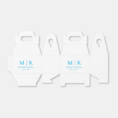 Minimaal & Elegant Blauw Monogram Huwelijk Bedankdoosjes (Uitgevouwen)