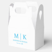 Minimaal & Elegant Blauw Monogram Huwelijk Bedankdoosjes (Geopend)