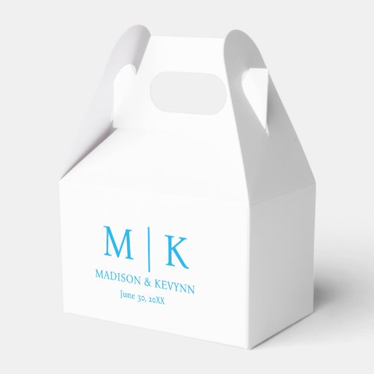 Minimaal & Elegant Blauw Monogram Huwelijk Bedankdoosjes (Voorkant Zijde)