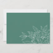 Minimaal Elegant Blauwgroen Floral Sketch Vrijgeze Kaart (Achterkant)