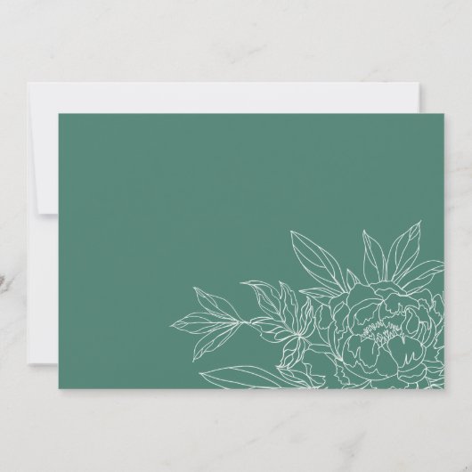 Minimaal Elegant Blauwgroen Floral Sketch Vrijgeze Kaart (Achterkant)