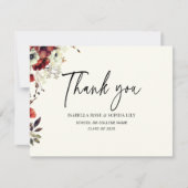 Minimaal Elegant Bloemen Dubbele Tweeling Afstuder Bedankkaart (Voorkant)