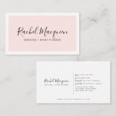 Minimaal Elegant Blush Pink White Border Script Visitekaartje (Voorkant / Achterkant)